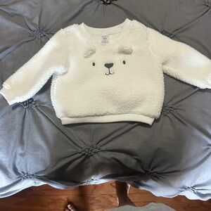 Carter's Cream Fuzzy Bear Face Pullover Sweatshirt